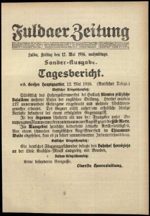 Ausgabe vom Freitag, den 12. Mai 1916.