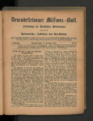 21. November 1912. Nr 11.