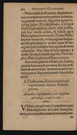 Elenchus Sophismatis I. ex Epistola ad Coloss. 2. vers. 8. contorti.