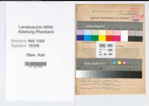 Entnazifizierung Karl Stein, geb. 29.10.1894 ()