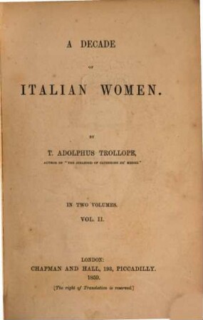 A decade of Italian women : in two volumes. 2