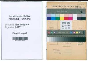 Entnazifizierung Josef Cassel , geb. 05.01.1887 (Gewerkschaftssekretär)