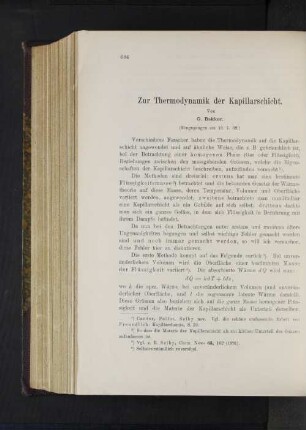Zur Thermodynamik der Kapillarschicht.