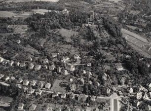 Luftbildaufnahmen von Karlsruhe. Durlach/Aue - Turmberg mit Turmbergbahn