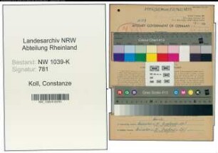 Entnazifizierung Constanze Koll , geb. 29.08.1889 (Lehrerin)
