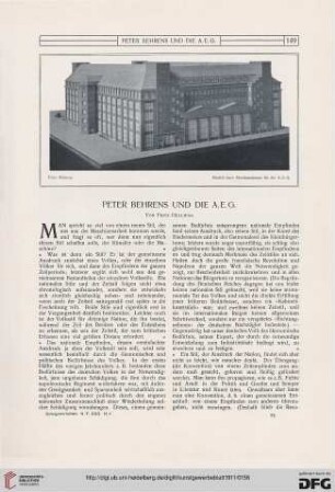 Peter Behrens und die A.E.G. [zugehörige Abbildungen siehe auch auf den folgenden Seiten]