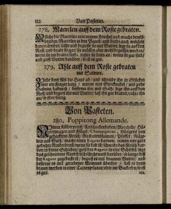 Von Pasteten.