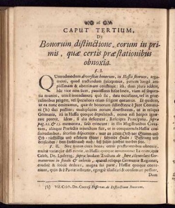 Caput Tertium, De Bonorum distinctione, eorum in primis, quae certis praestationisbus obnoxia.