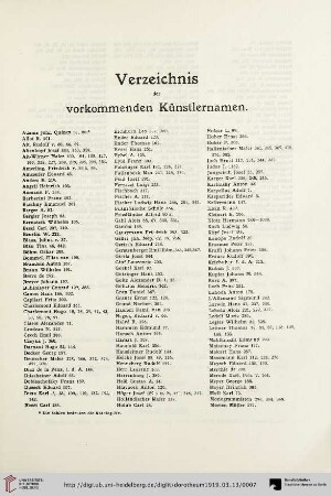Verzeichnis der vorkommenden Künstlernamen