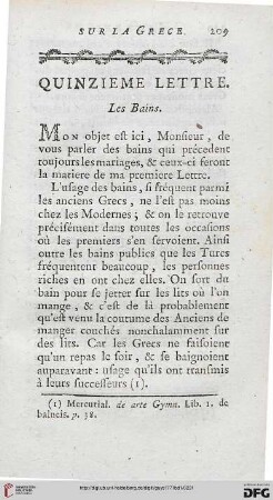 Quinzième lettre: Les bains