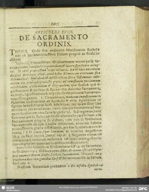 Articulus XVIII. De Sacramento Ordinis