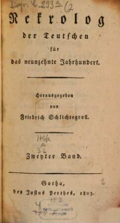 Nekrolog der Teutschen für das neunzehnte Jahrhundert. 2. 1803