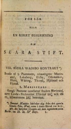 Försök till en korrt Beskrifning om Skara Stift, 4