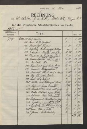 Rechnungen zu 1932 Nr. 750 und 751