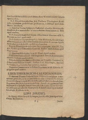 Liber Theologicus Calvinianorum.