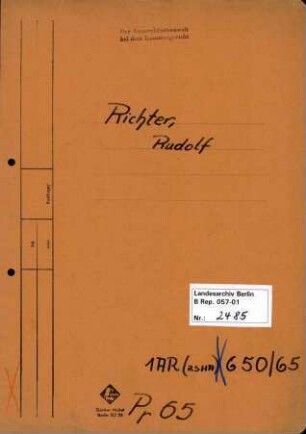 Personenheft Rudolf Richter (*01.07.1905), SS-Sturmscharführer