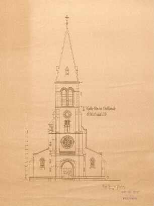 Kirchenbau Eschbach; gef. vom Erzbischöflichen Bauamt; Giebelansicht