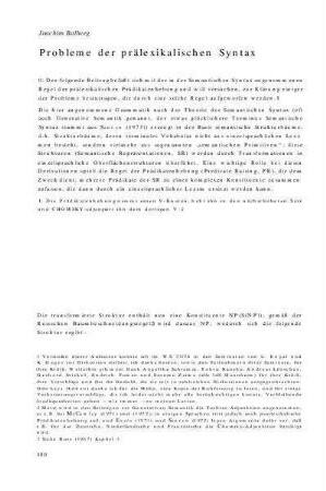 Probleme der prälexikalischen Syntax