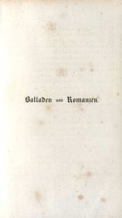 Balladen und Romanzen.