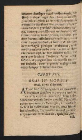 Caput VIII. Usus In Morbis mal. citra febrent.