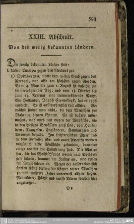XXIII. Abschnitt. Von den wenig bekannten Ländern