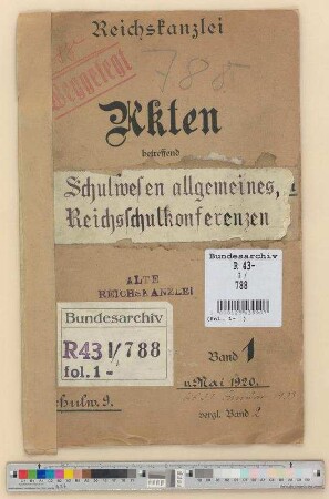 Schulwesen im allgemeinen, Reichsschulkonferenzen: Bd. 1