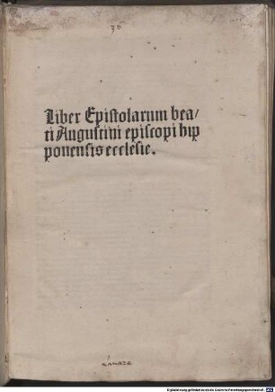 Liber Epistolarum beati Augustini episcopi hipponensis ecclesie