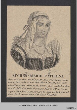Folge von Bildnissen, Frauenbildnisse : Bildnis der Caterina Sforza, auch Caterina Sforza Riario genannt