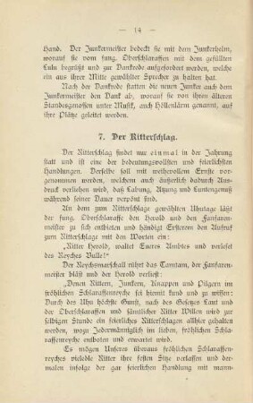 7. Der Ritterschlag