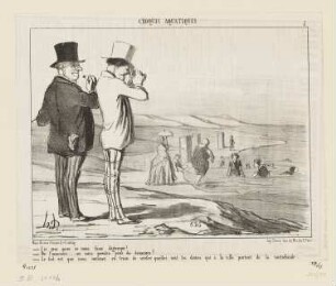 J’ai peur qu’on ne nous fasse déguerpir..., Blatt 7 der Folge "Croquis Aquatiques", in: "Le Charivari", Paris 1853