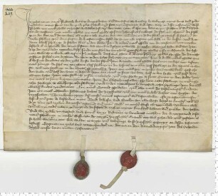 Testament der Bürgerstochter Greteke Kortumme, besiegelt durch die Ratsmannen Godeke van Tzerstede und Hinrik Lange