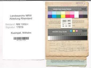 Entnazifizierung Wilhelm Kuempel, geb. 23.04.1891 (Angest.)