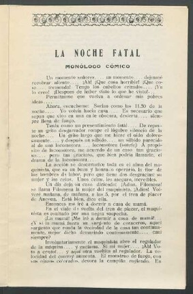 La noche fatal : Monólogo cómico