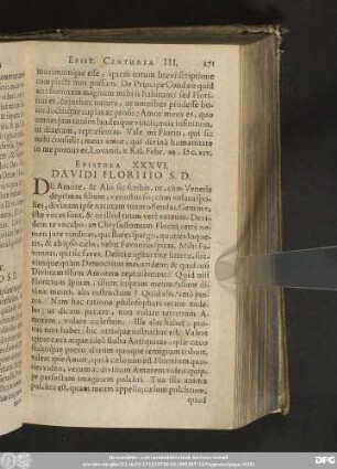 Epistola XXXVI. Davidi Floritio S. D.