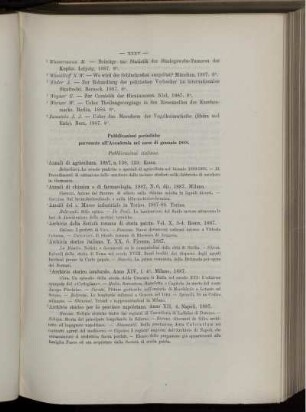 Pubblicazioni periodiche pervenute all' Accademia nel mese di gennaio 1888.