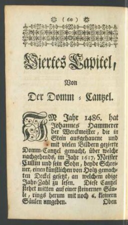 Viertes Capitel, Von der Domm-Cantzel