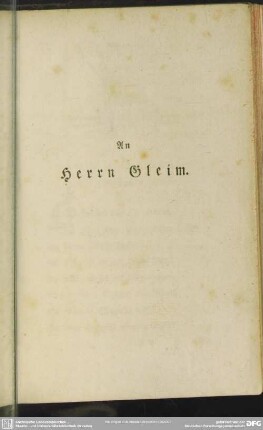 An Herrn Gleim