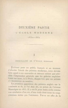 Deuxième partie. L'école moderne. 1850 - 1882