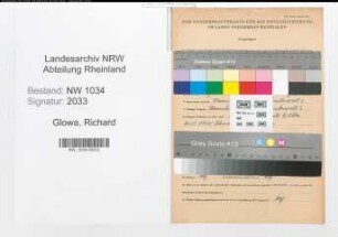Entnazifizierung Richard Glowa , geb. 10.01.1892 (Stabsfeldwebel)