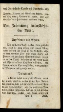 Von Zubereitung unterschiedlicher Muße.