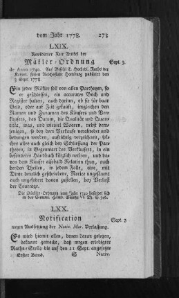 LXIX. Revidirter Xter Artikel der Mäkler-Ordnung