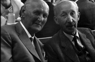 12. Tagung 1962 Physik; Bayrisches Frühstück: Gerhard Domagk, Karl Georg v. Hevesy