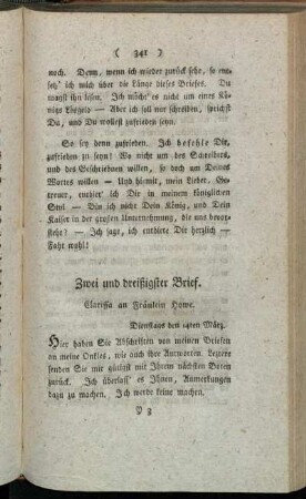 Zwei und dreißigster Brief. Clarissa an Fräulein Howe. - Drei und dreißigster Brief. Clarissa an Fräulein Howe.