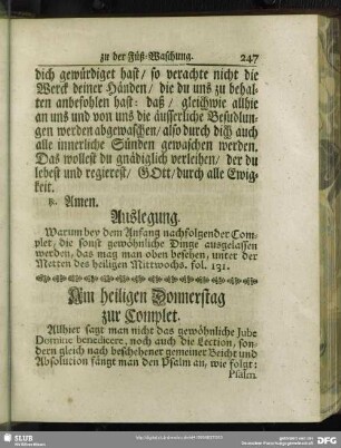 Am heiligen Donnerstag zur Complet
