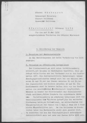 Wüstenrot mit Altfürstenhütte und Vorderbüchelberg: Pfarrbericht 1939