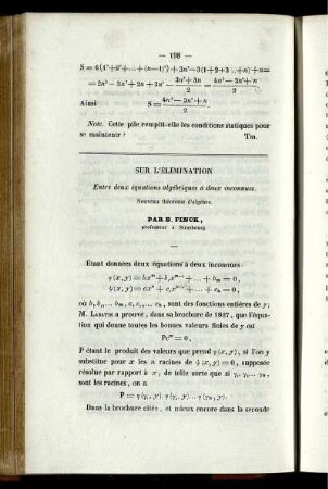 Sur l´elimination.