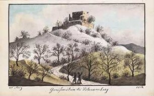 'Greifenstein bei Blankenburg' Schlossruine; Aquarell