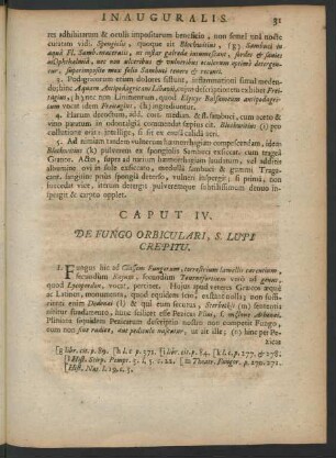 Caput IV. De Fungo Orbiculari, S. Lupi Crepitu.
