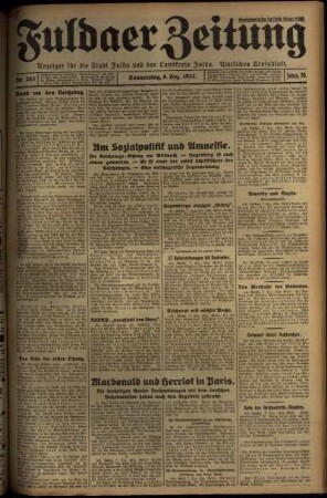 Erste Ausgabe vom Donnerstag, den 08. Dezember 1932.