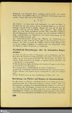 Berechnung von Flächen und Körpern im Zusammenhange